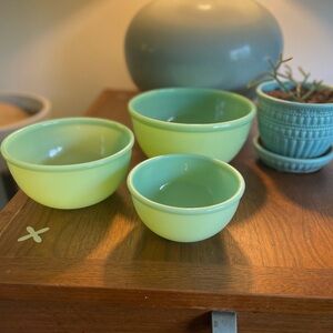 Fire King Jadeite beaded edge bowls, set of three